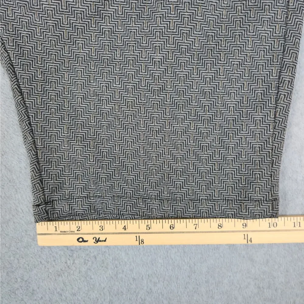 Mauvais 38 Louvre Gray Flat Front Shorts Logo Waistband Geometric Print Pattern